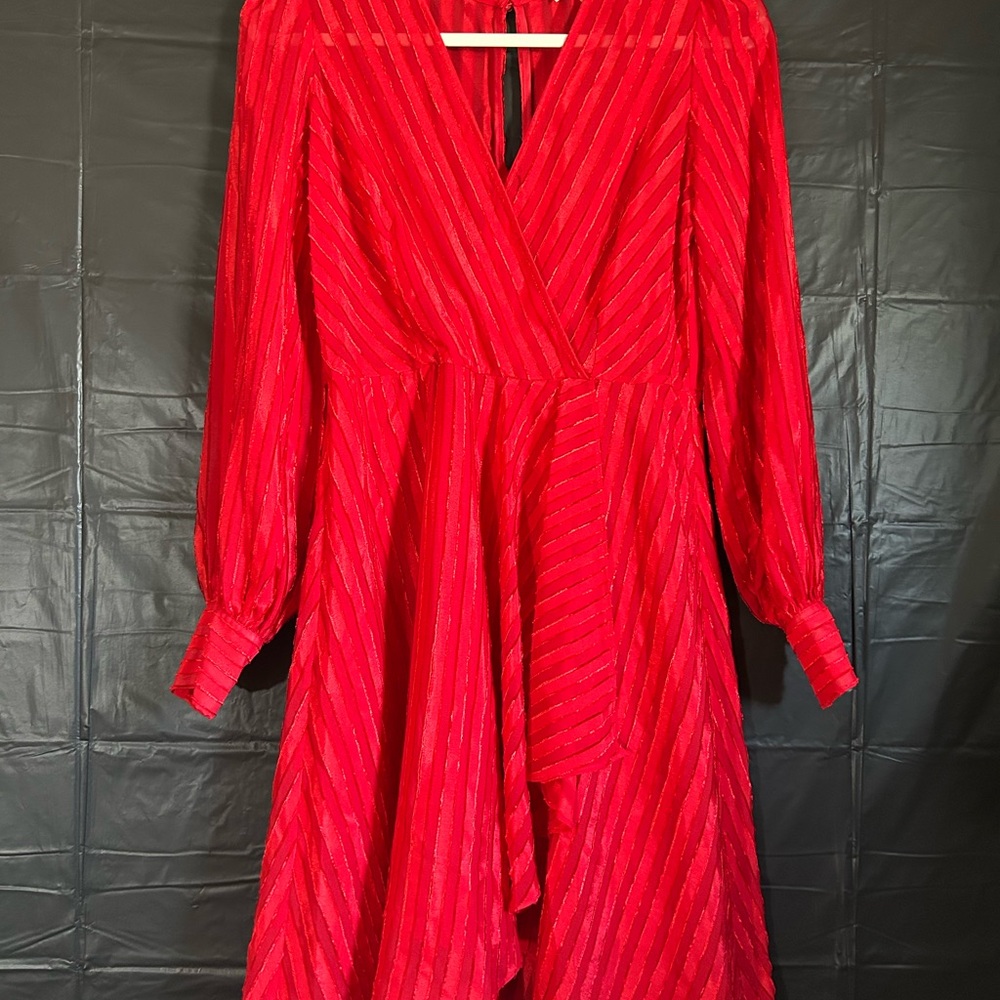 Calvin Klein Vintage Vibrant Red Long Sleeve Dress